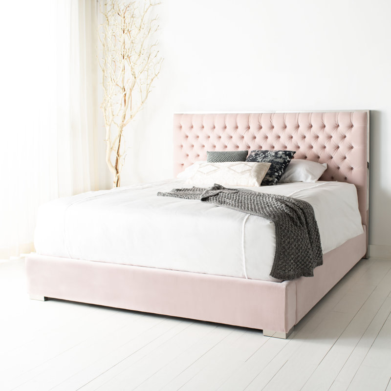 Safavieh Chester Tufted Velvet King Bed Perigold